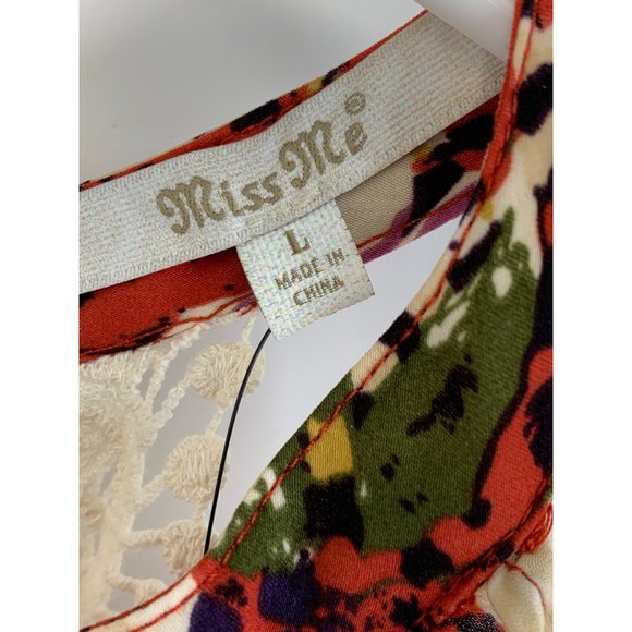 NWT Miss Me Floral Halter Blousen Dress Crochet Sz Large 6741 Spring Summer - Picture 4 of 14